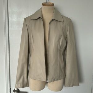 Pamela McCoy geniune leather boxy jacket